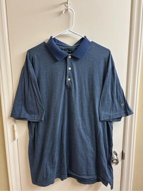 Vintage Palm Beach Golf Polo Shirt Mens XL Blue Striped 100% Cotton Mercerized